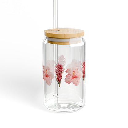 16oz Glass Bamboo Cup Reusable with Lid & Straw