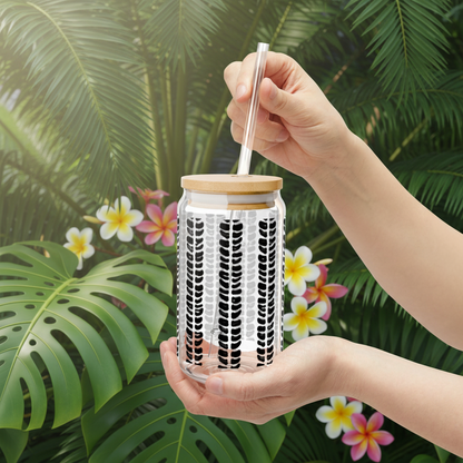 16oz Glass Bamboo Cup Reusable with Lid & Straw