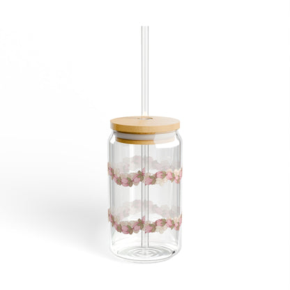 16oz Glass Bamboo Cup Reusable with Lid & Straw