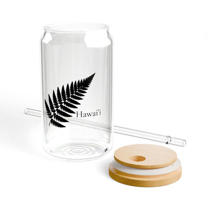 16oz Glass Bamboo Cup Reusable with Lid & Straw