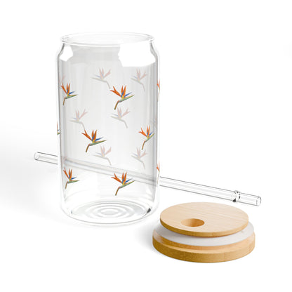 16oz Glass Bamboo Cup Reusable with Lid & Straw
