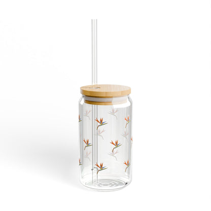 16oz Glass Bamboo Cup Reusable with Lid & Straw